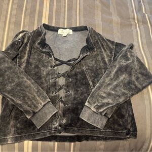 Vintage Havana Black Lace-Up Crop Top